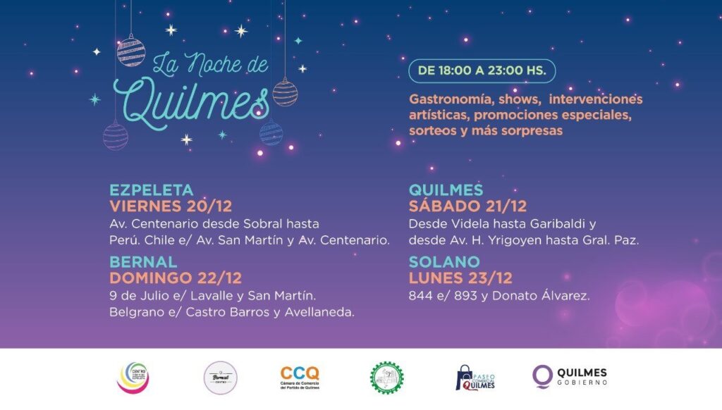 SE VIENE UNA NUEVA EDICIÓN DE «LA NOCHE DE QUILMES» CON DESCUENTOS Y PROMOCIONES PARA LAS COMPRAS DE NAVIDAD