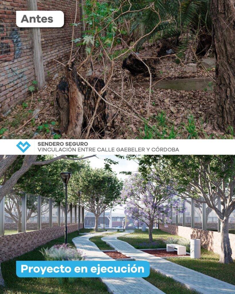 LANÚS: CONTINÚAN LAS OBRAS DEL SENDERO SEGURO PARA LAS ESCUELAS «JOHN F. KENNEDY» Y «CNEL. LUIS PIEDRABUENA»
