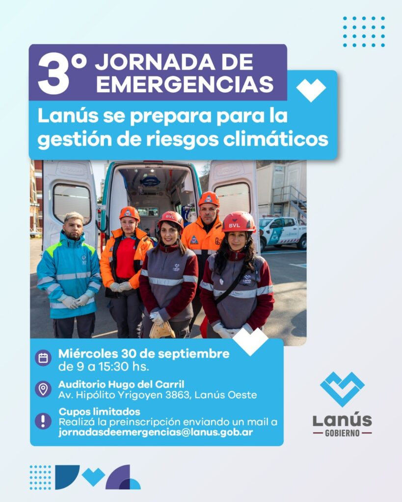 SE REALIZARÁ LA 3° JORNADA DE EMERGENCIAS EN LANÚS OESTE